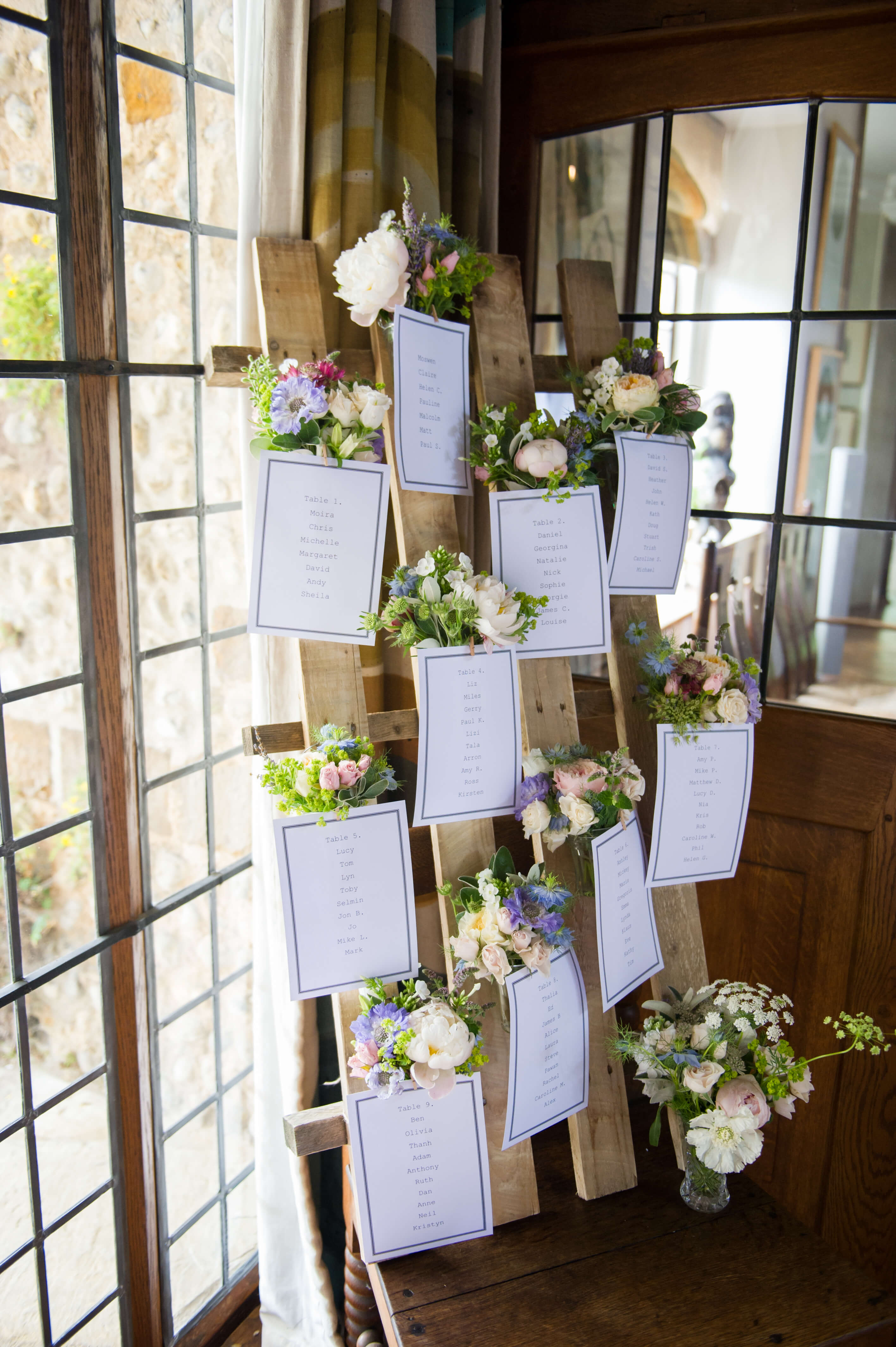 floral table plan at voewood house wedding